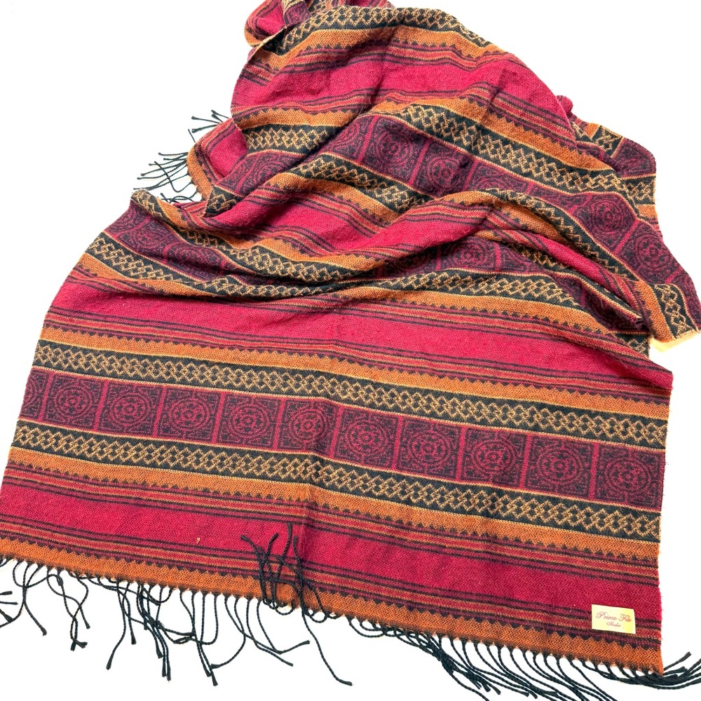 Vibrant Striped Scarf with Fringe